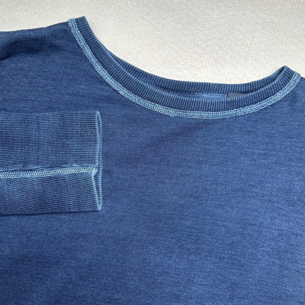 Robert Graham Jeans T-Shirt Mens Large Blue Long Sleeve Contrast Stitch Cotton